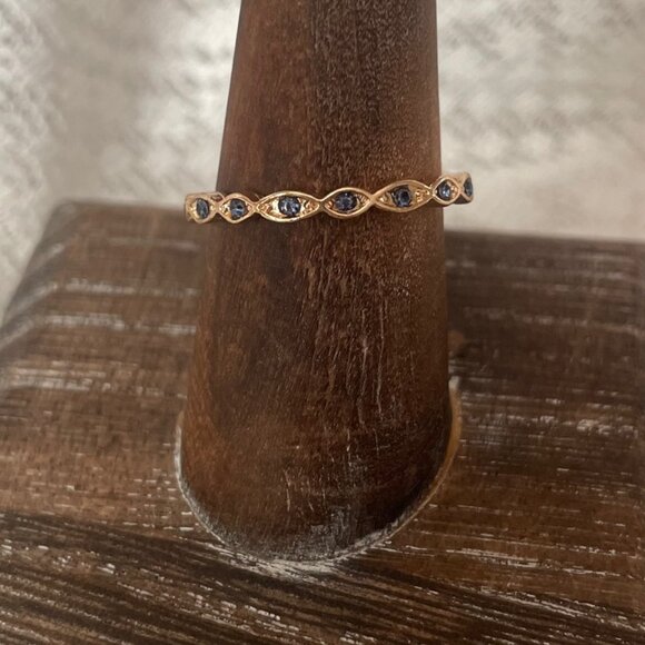 ✨ Dainty Gold Marquise Sapphire & Crystal Band ✨ - Picture 1 of 1